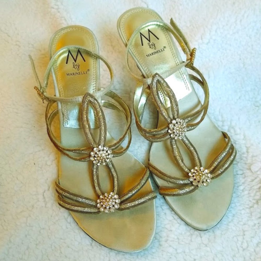 M by Marinelli Gold & Crystal Heels (7.5)